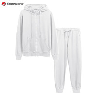 Erkek Kışlık Büyük Beden Tek Renk Spor Eşofman Takımı 2 Parça Fermuarlı Kapüşonlu Sweatshirt ve Eşofman Altı Günlük Koşu Takımı Espectone