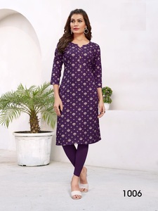 Liva Approved Women's Formal Party Wedding Rayon Slub 16KG Quick Dry Straight Style Multi Color Regular Fit All Seasons <b>Kurti</b> - Product Image 2