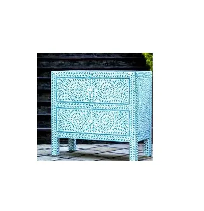 Handgemachte Bone Inlay Konsolen tisch mit Messing indischen Wohnzimmer möbeln Moderne MDF und Knochen farbe beste Indien himmelblaue Farbe