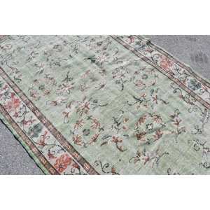 Tapis Vintage en Laine Turc 5x8.5ft Vert Beige Style Classique Patchwork Design Latex Grande Surface pour Adolescents Couloir Chambre - Product Image 5