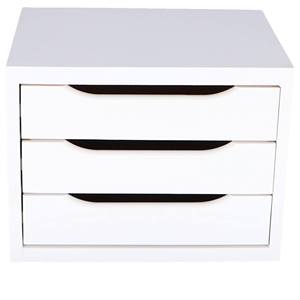 WELL HOME Cassettiera in Legno Bianco con 3 Cassetti 40x30x29cm - Product Image 4