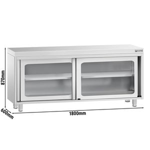 Armoire de sol en acier inoxydable PREMIUM - 1800x600mm - avec portes coulissantes en verre - Product Image 2