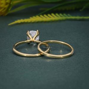 Conjunto de Novia de Edición Limitada con Diamante Cultivado en Laboratorio con Corte Cojín, Certificado IGI, VVS, con Anillo de Eternidad de Oro de 14k para Mujer - Product Image 6