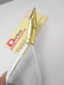 Alicates para extensiones de cabello con logotipo personalizado al por mayor, calidad sostenible, recubiertos de color blanco con punta chapada en oro, alicates para peinar el cabello - Product Image 2