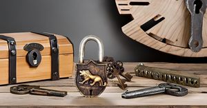 Lion Engraved Brass <b>Padlock</b> Golden Antique-Inspired Smart Lock with Working Keys Functional Security Device - Product Image 4