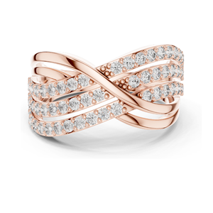 Anillo Cruzado con Diamante de Laboratorio de 0.784 CT para Mujer, Claridad VVSVS EF, Oro de 18KT, 14KT, 10KT y Plata 925, Oro Rosa, Amarillo, Blanco - Product Image 2