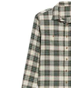Camisa a cuadros personalizada para hombre, verde beige, manga larga, informal, de franela, suave, de algodón, para invierno, venta al por mayor - Product Image 3