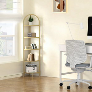 Étagère d'angle haute en or pour petits espaces. Décoration d'intérieur minimaliste disponible à prix de gros. - Product Image 1