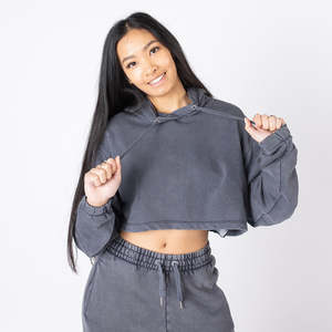 Sudadera Corta con Capucha para Mujer, Lavado Ácido, Transpirable, para Gimnasio y Fitness, para Invierno - Product Image 6