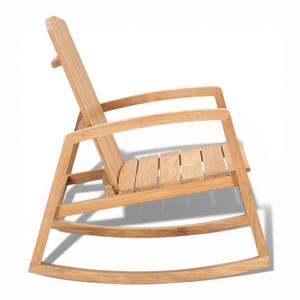 Chaise à bascule de jardin en teck moderne, mobilier de patio extérieur, chaise à bascule en bois massif de luxe, résistante aux intempéries, pour le loisir - Product Image 3