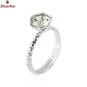 Anillo de amatista verde de Plata de Ley 925, banda ajustable, joyería de moda clásica para mujer para fiesta - Product Image 2