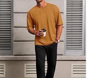 Última Llegada, Camiseta de Cuello Redondo para Hombre, Corte Regular, 100% Algodón Poliéster, Tejido Oxford Ecológico, 300g, Grueso, Sólido y Transpirable - Product Image 4