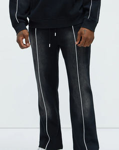 Ensemble de survêtement pour homme avec logo personnalisé, 2 pièces, sweat-shirts à fermeture éclair et pantalons de survêtement larges et amples, streetwear, survêtement délavé à l'acide, effet délavé au soleil - Product Image 4