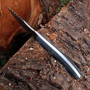 มีดติดตามเหล็กดามัสกัสทำด้วยมือมีด้ามจับที่สมบูรณ์แบบสีดำและมือจับสีน้ำตาล - Product Image 4