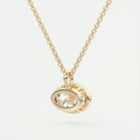 Collier de diamants de laboratoire de 2.0 ct taille ovale ensemble de lunette pendentif en diamant blanc taille ovale solitaire collier de chaîne en or jaune 14 carats