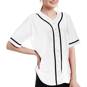 Maillot de baseball uni hip-hop hipster chemises boutonnées uniformes de sport maillot à manches courtes pour hommes et femmes vente en gros - Product Image 2