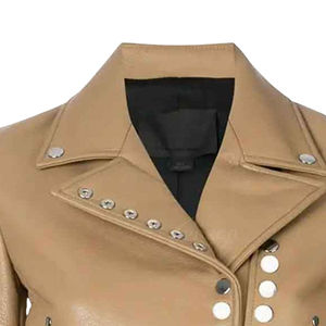 แจ็คเก็ตหนังแท้ผู้หญิงขายดี |   ดีไซน์สีพื้น |   โลโก้แบบกำหนดเองของ OEM |   เสื้อผ้ากันหนาวคุณภาพสูง - Product Image 4