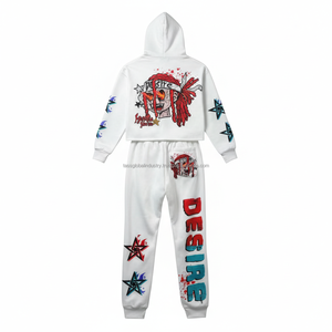 Ensemble de survêtement unisexe personnalisé, léger, écologique, à capuche, pour homme, sweat-shirt et pantalon de survêtement, 100% coton, hiver, décontracté, imprimé à l'écran - Product Image 3