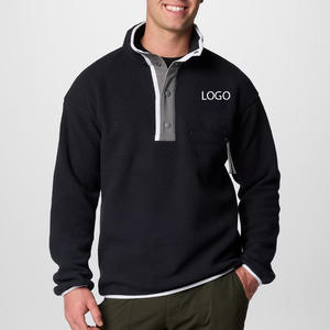 Veste en polaire pour homme à manches longues avec fermeture éclair quart de tour, service OEM, prix de gros, design bicolore, décontractée - Product Image 1