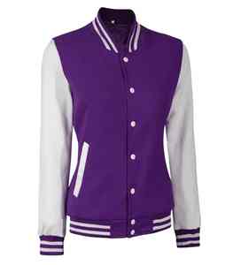 Logo Brodé Personnalisé Conception Violet Couleur Laine Corps & Cuir Manches Sportswear Baseball Letterman Varsity Vestes - Product Image 1