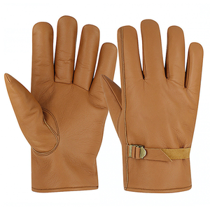 Guantes de conductor de grano de cuero de vaca amarillos Función anticorte Guantes de cuero de trabajo de seguridad de construcción de Palma reforzada ajustable - Product Image 5