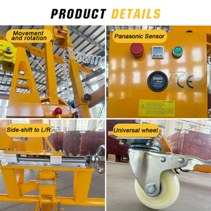 Chariot de levage de panneaux de verre à rotation manuelle certifié CE, capacité 200 kg, aspiration 2500 N, 2000 mm, trois roues, 4 ventouses - Product Image 2
