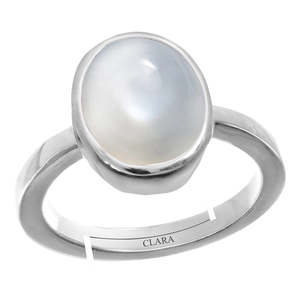 92.5 Sterling Silver Certified Moonstone <b>Adjustable</b> <b>Ring</b>-8.3cts or 9.25ratti-for Everyday Wear - Product Image 1