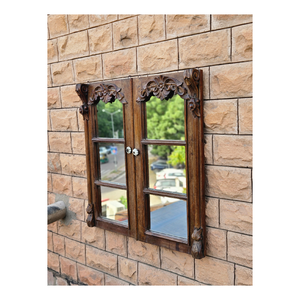 Cổ Bằng Gỗ Cửa Sổ Khung Gương Thủ Công Cổ Điển Thiết Kế Trang Trí Tường Treo Gương Trang Trí Nội Thất - Product Image 4