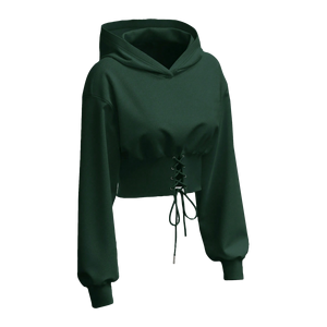 Sweat à capuche en polyester polaire pour femmes à la mode Winter Crop Streetwear avec capuche à col respirant et logo avant Design lavé - Product Image 3