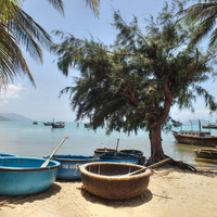 Bateau de pêche à rames rond avec pagaies ensemble complet bateaux coracle touristiques en bambou prix bon marché à vendre