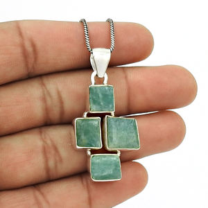 Colgante elegante de piedras preciosas de amazonita de Plata de Ley 925, ajuste de bisel de piedra Natural, fabricación india para fiestas de cumpleaños - Product Image 2
