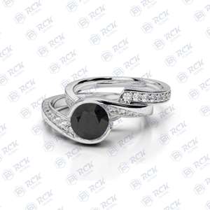 0.90 tcw สามหินชุดตัดยอดเยี่ยมสำหรับเจ้าสาวแหวนเพชรโมอิสซาไนท์สำหรับผู้หญิงของขวัญวันครบรอบวันเกิดของรักของขวัญแต่งงานด้านข้างตัดทอง - Product Image 3