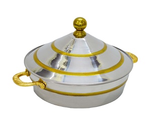 Ensemble de marmites chaudes isolées à double paroi argentées et dorées pour garder la chaleur Conteneurs de chauffe-aliments en acier inoxydable 3 pièces - Product Image 1