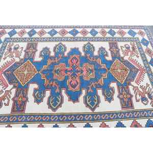 Alfombra de 5.9x8 pies, Alfombra Turca Vintage, Alfombra Oriental Azul de Lana - Product Image 5