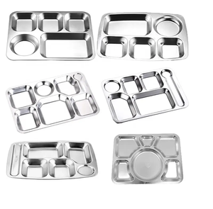 Assiettes en acier inoxydable Diviser les assiettes à déjeuner Fast Food Box Container Tray pour l'école - Product Image 6
