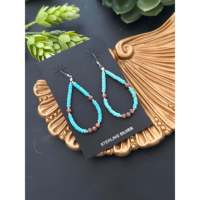 Boucles d'oreilles pendantes style Navajo en turquoise et cuivre, perles graduées de forme goutte d'eau, fabrication mécanique
