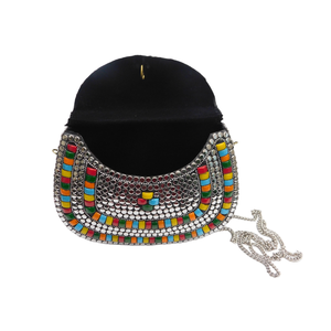 กระเป๋าผ้ากำมะหยี่ดีไซน์อเนกประสงค์สำหรับผู้หญิงกระเป๋าผ้ากำมะหยี่สีเทาและสีขาวมุกหลงและหิน - Product Image 4