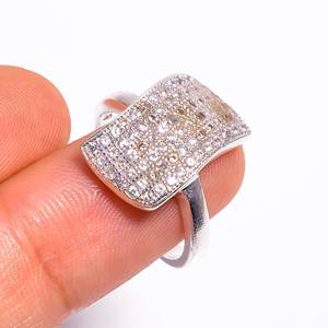 Bague élégante en argent sterling 925 avec pierres précieuses, anniversaire de fiançailles de mariage classique ou cadeau de fête - Product Image 3