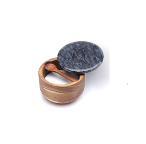 Bol de madera ecológico para sal y pimienta, contenedor de especias, caja de madera para sal y pimienta con tapa de mármol, muestra gratis - Product Image 2