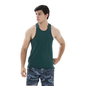 Custom design cotton tank top for <b>men</b> with dropped armholes and stylish athletic look for gym and sportswear use - Product Image 3