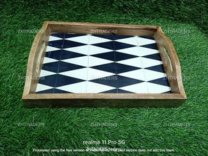 Bandeja Redonda de Madera de Primera Calidad con Incrustaciones de Hueso y Diseño Floral para Ramadán y Diwali, Uso en el Hogar, Hoteles y Restaurantes - Product Image 6