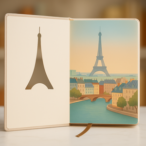 LABON <span class=keywords><strong>Paris</strong></span> Tour Eiffel Journal en relief personnalisé PU Couverture rigide Découpe Fenêtre Design Carnet de voyage Vente en gros d'usine - Product Image 3