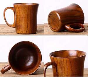 Tasse à thé en bois personnalisée avec couvercle en bois et cuillère en bambou pour décoration de cuisine rustique et usage quotidien à prix abordable - Product Image 6