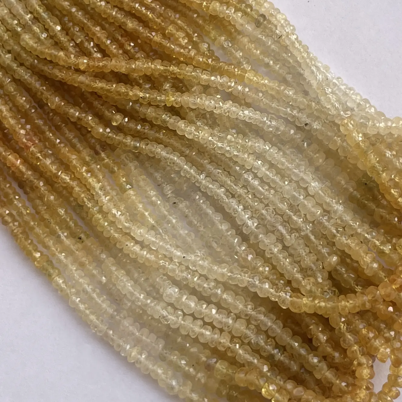 2mm 3mm 4mm Natural Yellow Sapphire Shaded Ombre Stone Faceted Rondelle Gemstones Beads Strand Precious Strings India Wholesale
