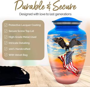 Urnas de águila azul para cenizas humanas-Azul con águila-Honra a tu ser querido con urnas de bandera americana para urna de águila americana - Product Image 4