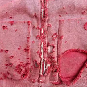 2025 Moda de calle a medida: sudaderas con capucha lavadas con ácido desgastadas para hombres disponibles para la compra Sudadera con capucha con cremallera esencial para hombres - Product Image 4