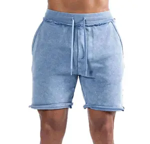 热卖酸性石头水洗男士短裤夏季复古拉绳男士口袋短裤