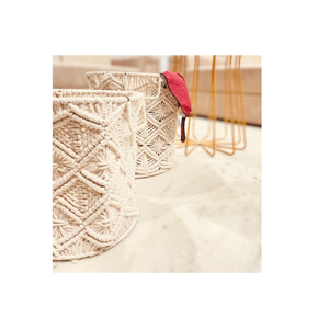 Vente en gros de paniers en coton macramé faits à la main conçus dans un décor artistique pour les dépanneurs disponibles dans des tailles personnalisées - Product Image 6