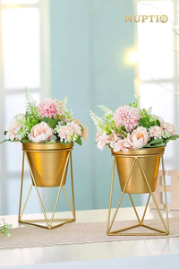 Modern <b>Indoor</b> Decorative Metal Planter <b>Pot</b> with <b>Small</b> Height Stand for Home Furnishing or Garden Decor - Product Image 4