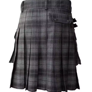 Offre Spéciale haut de gamme hommes cuir de vache Kilt noir couleur boutons robe jupes peau de mouton Grain fabriqué en cuir de mouton de haute qualité - Product Image 5